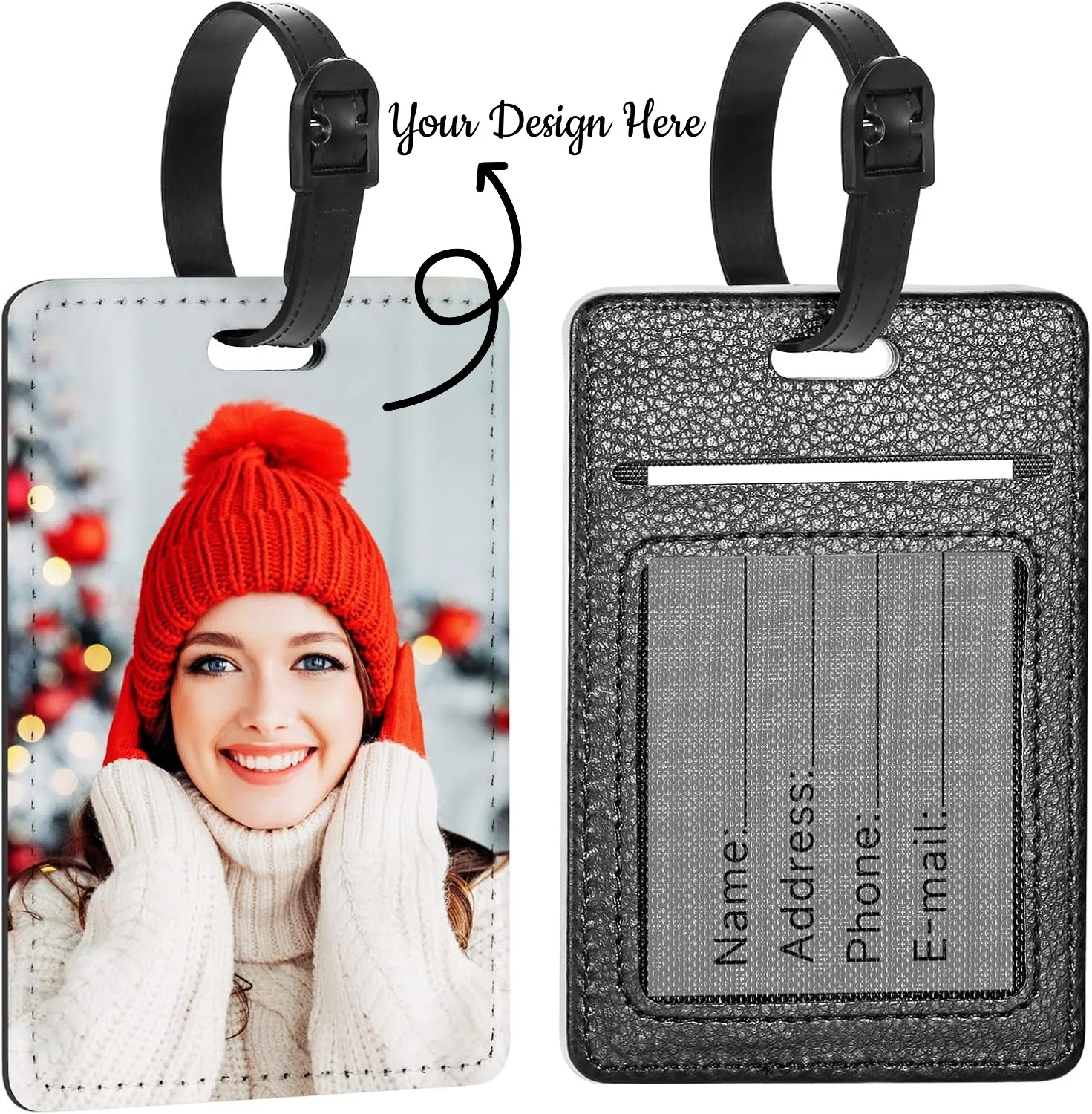 

Personalized PU Leather Luggage Tags Customized Travel Backpack Card Holders Keychains For Memoral Gifts Pets Tag Hanging Deco