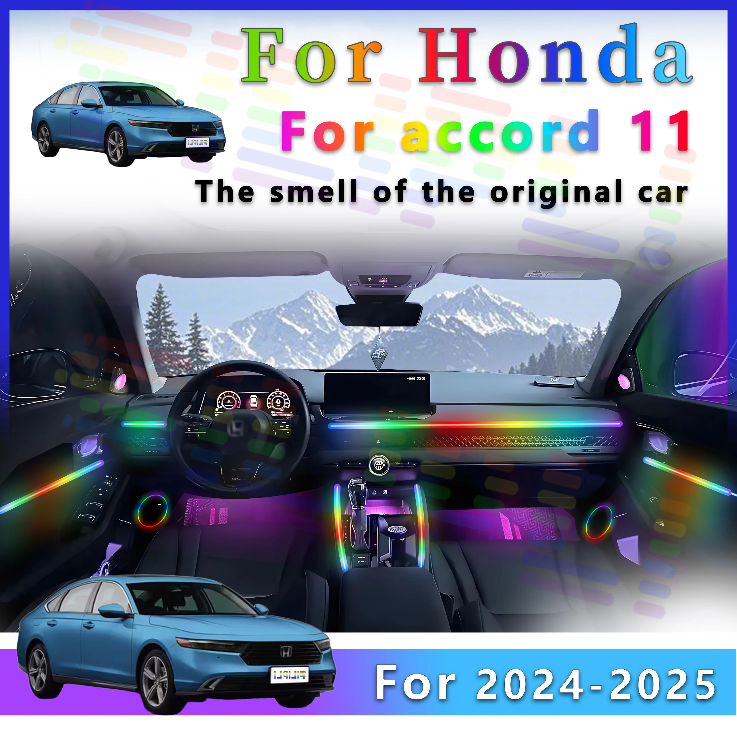 

FILIPLI для Honda Accord 11-го поколения 2024-2025 акриловые светодиодные окружающие освещение с управлением через приложение и эффектами симфонии RGB