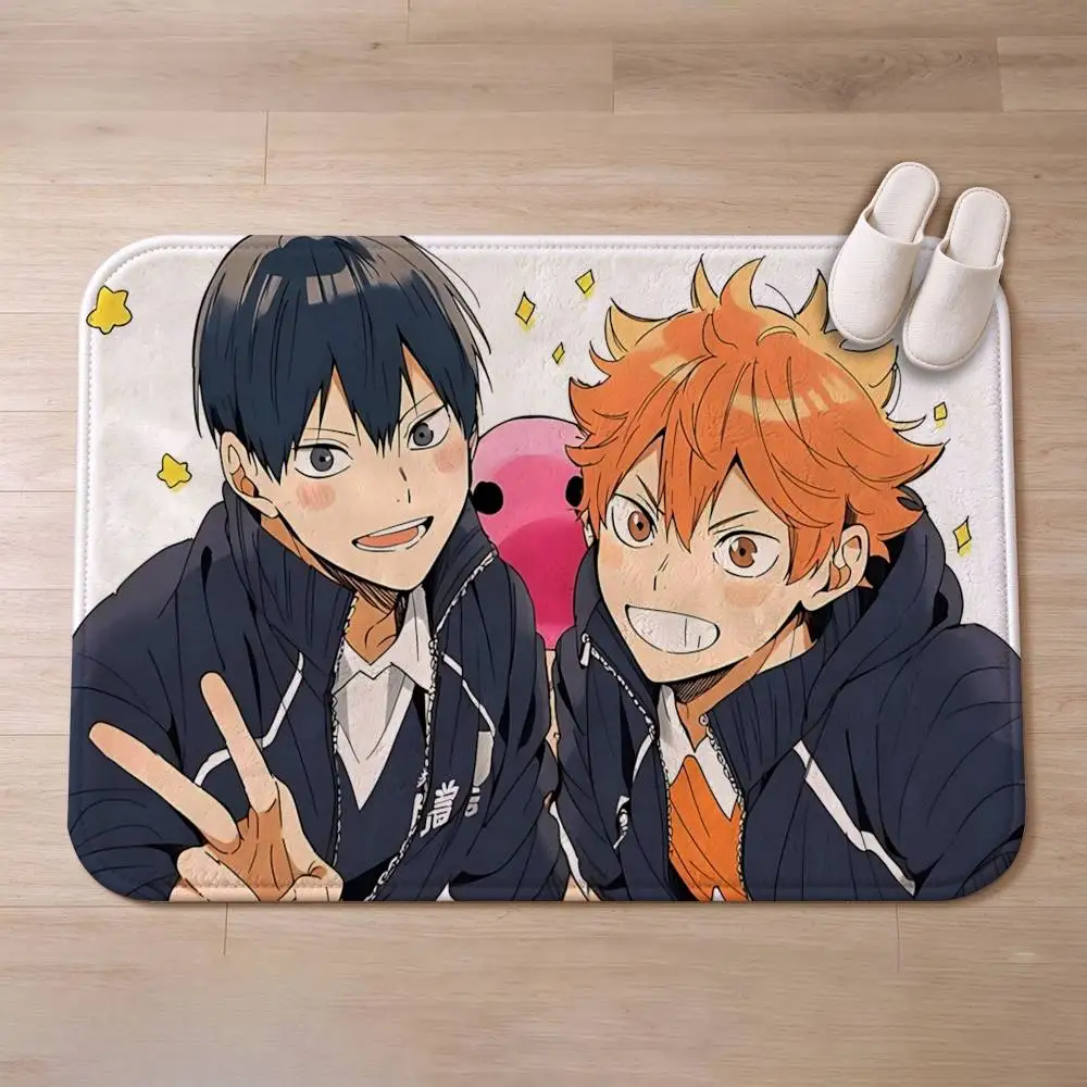 H-Haikyu Anime S-Shoyo x Tobio Short Plush Non-Slip Floor Mat, Easy to Clean, for Bathroom Door & Bedroom Door