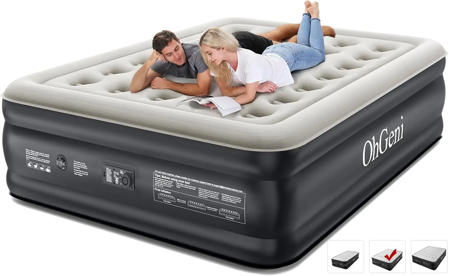 Air Mattress with Built in Pump, Blow Up Guest Mattress,Low Noise Surface Portable Colchone Inflable,18