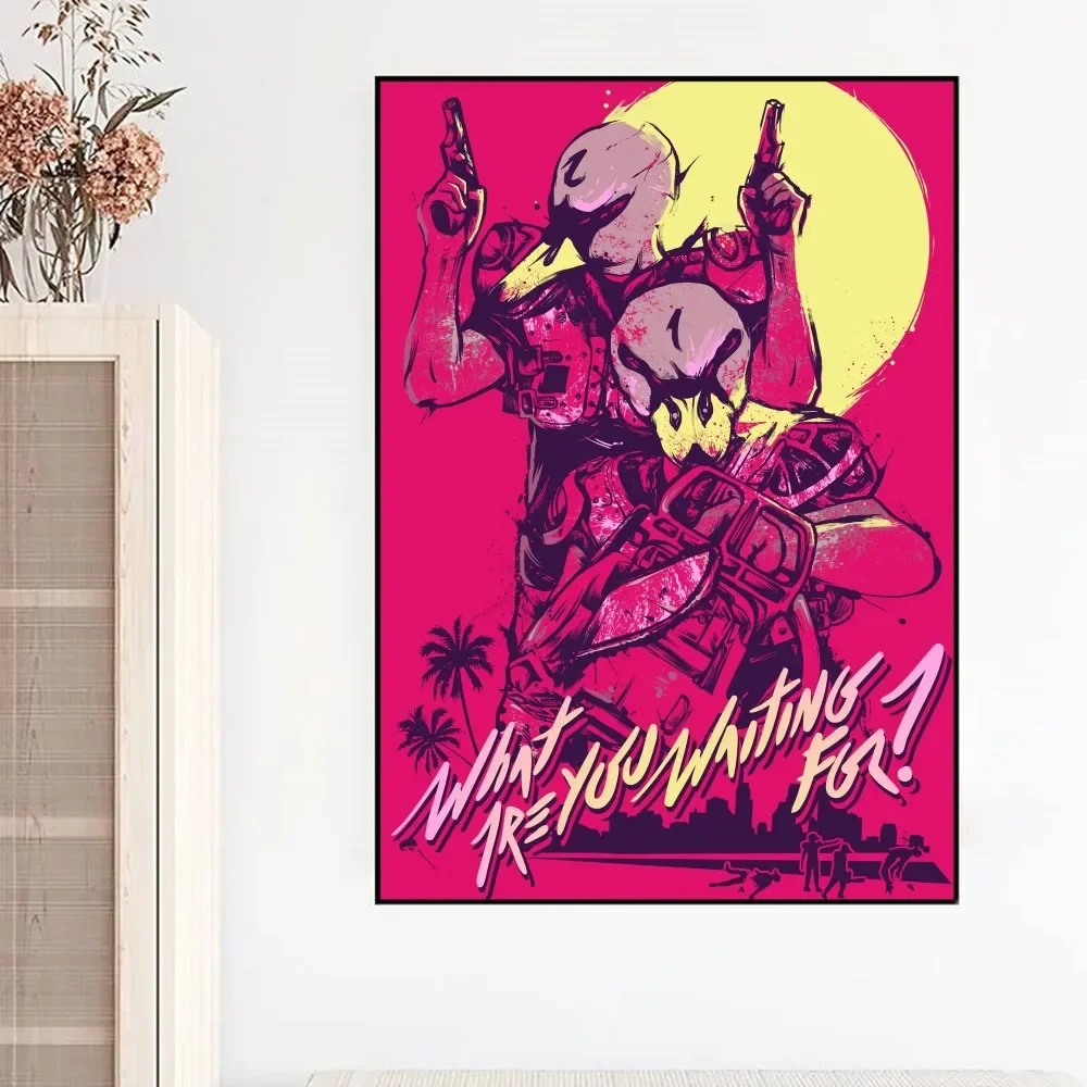 الخط الساخن ميامي لعبة فيديو المشارك قماش اللوحة الحديثة غرفة المعيشة المنزلي غرفة نوم دراسة بار الرجعية الديكور جدار الفن هدية #5