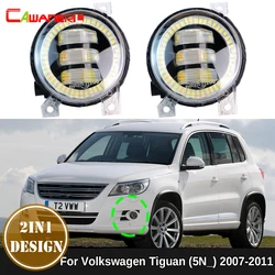 Canbus Car 9006 LED Fog Light Angel Eye DRL Daytime Running Lamp 2 Pieces For Volkswagen VW Tiguan 5N 2007 2008 2009 2010 2011