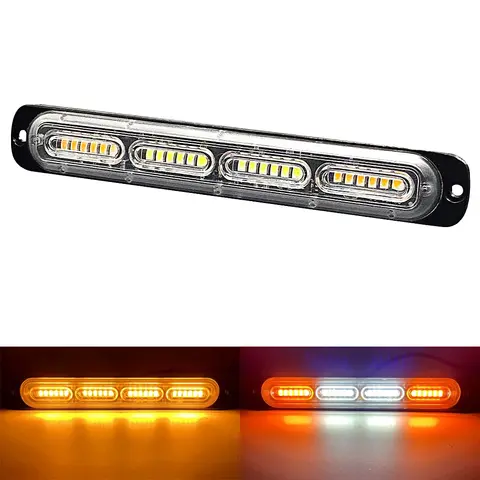 24LED 자동차 스트로브 경고등 그릴 비콘 라이트 바 트럭 버스 폭 표시 등 측면 램프 미등 경찰 플래시 조명