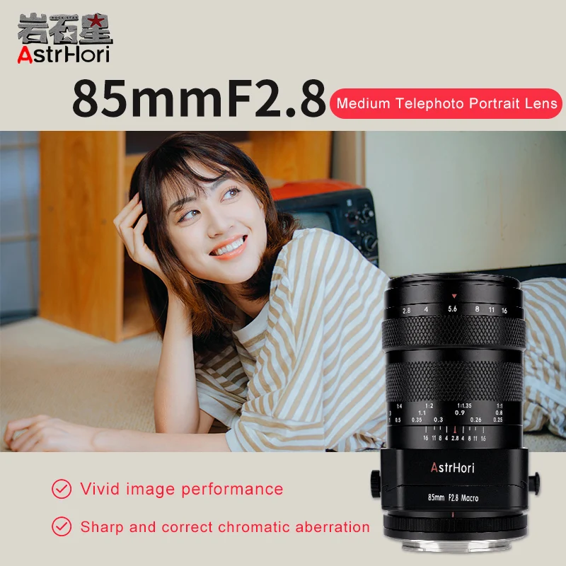 AstrHori 85mm F2.8 Full Frame Macro Tilt-shift Lente Manual para Sony E Nikon Z Fuji X Canon R RF EOSR Leica L Sigma L Mount