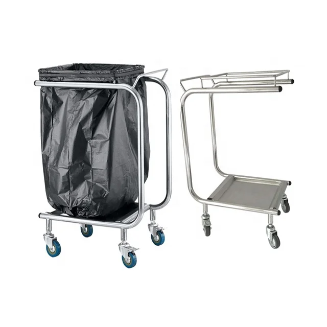 Knocked-down Foot Operated Waste Trash Bag Holder Rubbish Recycling Carts Trolley