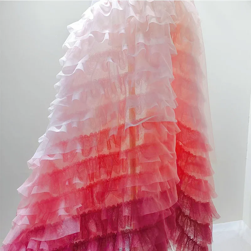 Gradient Mesh Multi-layer Hook Embroidered Mesh Fabric For Cake Dress Girl Fashion Skirt Designer Fabric Material