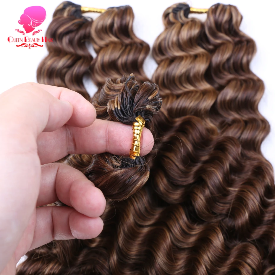 Feder-Häkelhaarverlängerungen aus 100% Vietnamesischem Echthaar mit Highlights, Unsichtbare Wunderknoten, Tiefe Wellen, Häkelhaar-Extensions – Detail 17