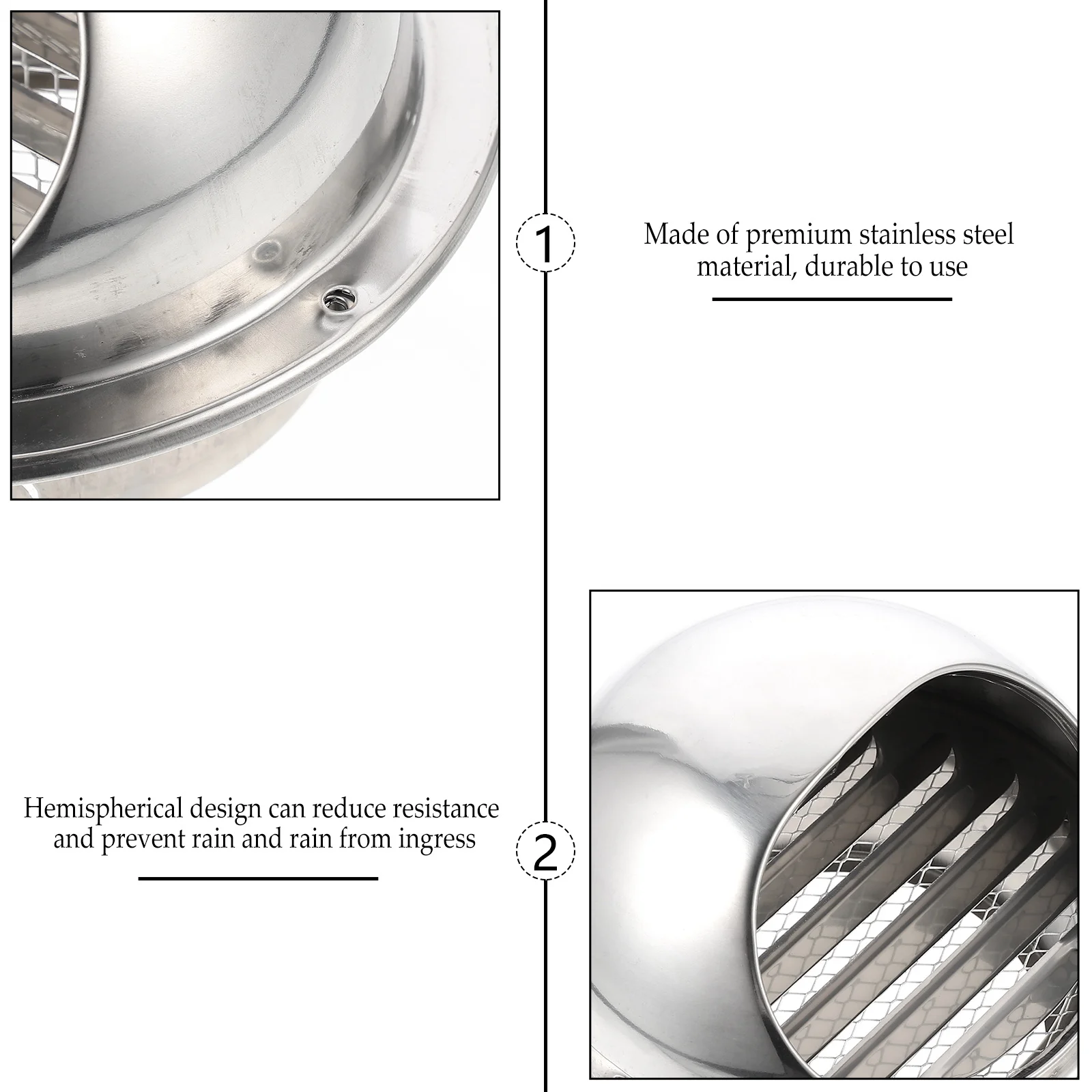 

1Pcs Stainless Steel Vent Cover Rainproof Exhaust Cap Durable Air Vent Cooker Hood Accessory Ventilation Device