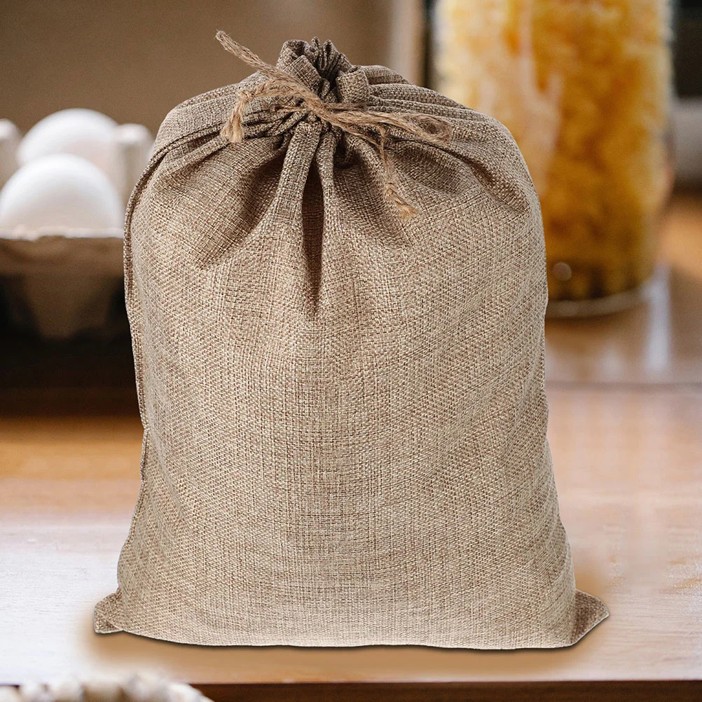 6 Pcs Burlap Drawstring Bag Potatoes Plant Cloth Bags Vegetable Sacks Linen Pouches Grow