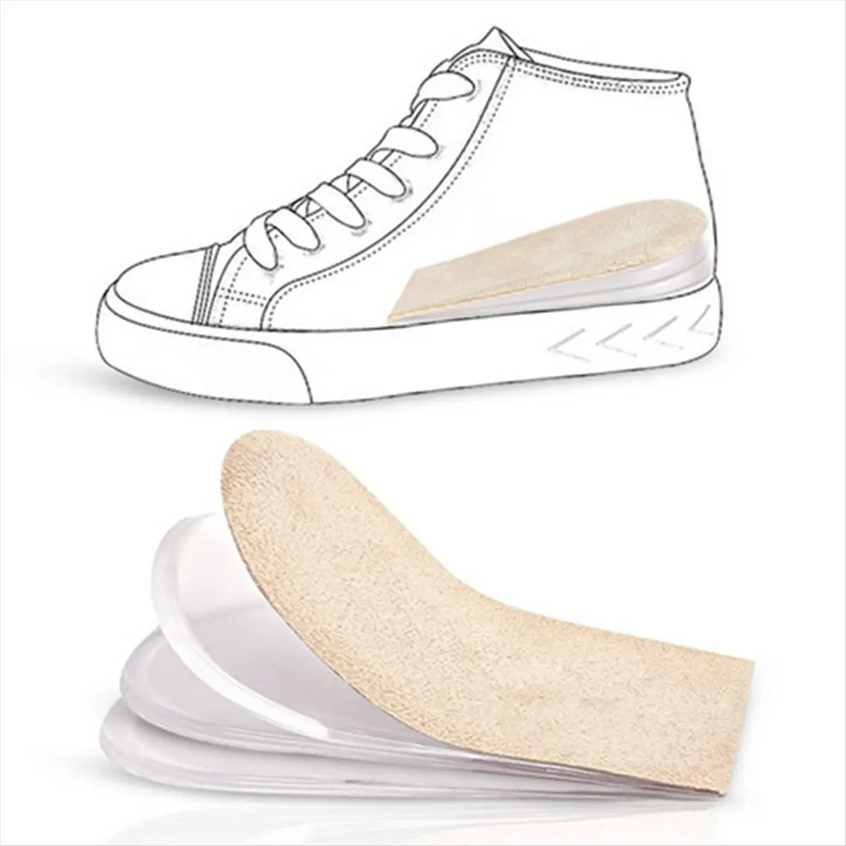 [NEW] Adjustable Height Increase Insoles, 3-Layer Gel Heel Lifts Shoe Inserts for Leg Length Discrepancy, Achilles Tendonitis