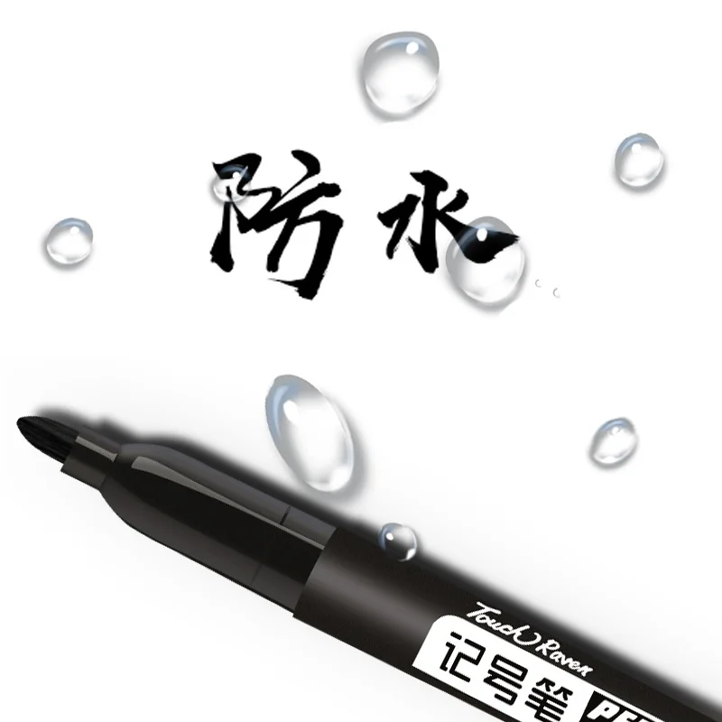 20pcs Marking Pen Black, Oily, Non Fading, Waterproof, Big Head, Line Marker Ink, Color Marker, Non Erasable For Office
