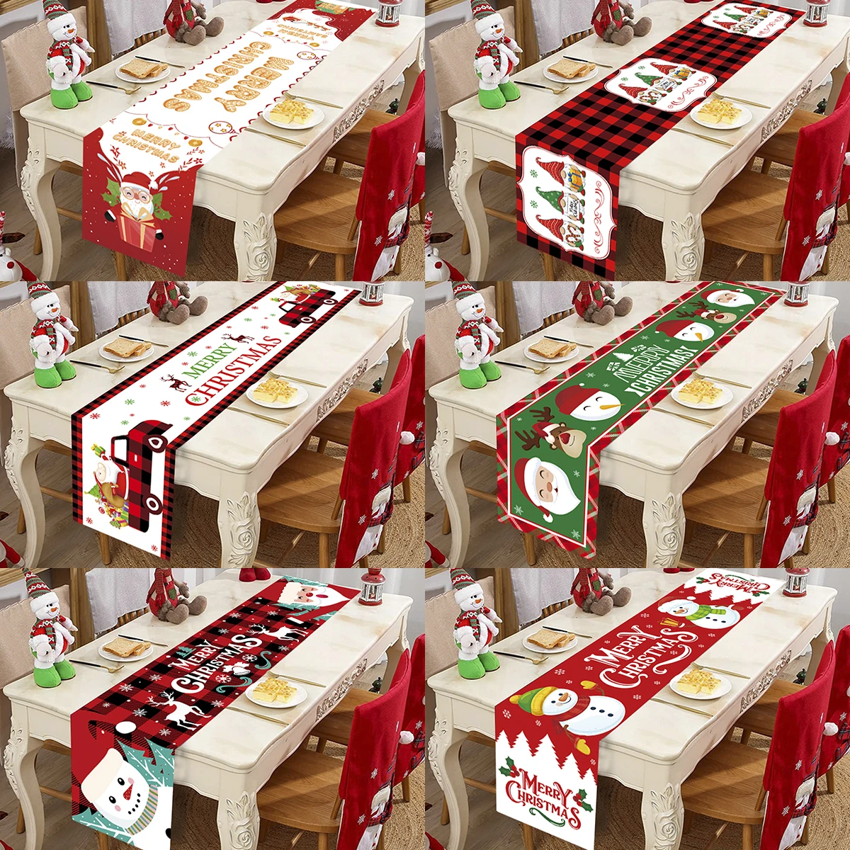 2024 Christmas Table Runners Christmas Decorations For Home Tablecloth Table Cover Navidad Noel Kerst Xmas Gifts New Year 2025