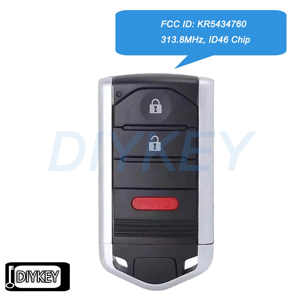 

Smart Remote Car Key Fob 313.8MHz ID46 Chip for Acura RDX 2013 2014 2015 FCC ID: KR5434760 72147-TX4-A510-M1, 721474-TX4-A410-M1