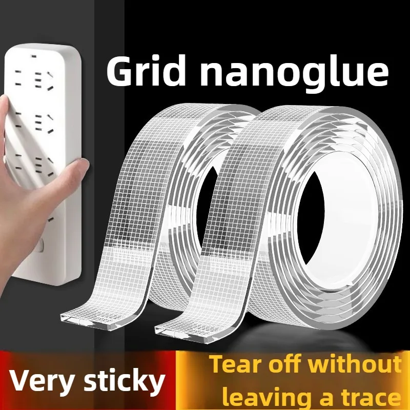 Nano ruban adhésif Double face en maille haute viscosité, Nano ruban acrylique Transparent sans trace pour le bureau et la maison