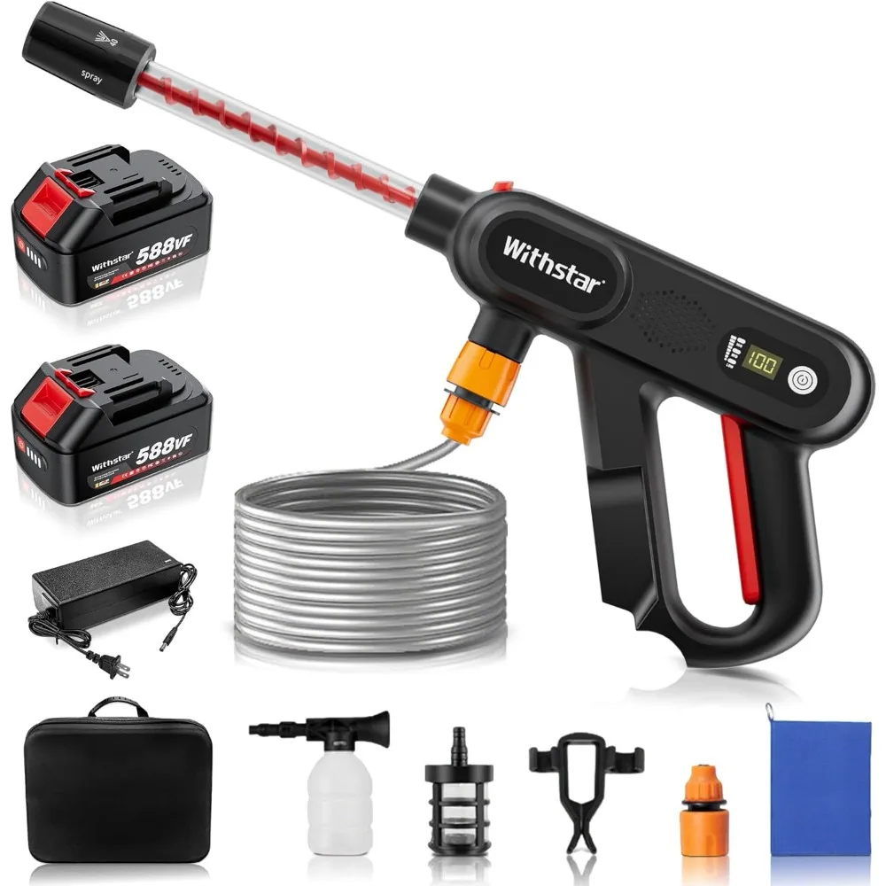 

Cordless Pressure Washers with 2 Rechargeable 3AH Battery, Multi-Function Nozzle, Portable Power Washer for Car/Floor/Patio Clea