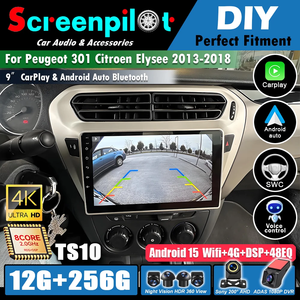 Android 16 Car Radio For Peugeot 301 Citroen Elysee 2013 2014 2015 2016 2017 2018 Multimedia Player Stereo Carplay 2 din Audio