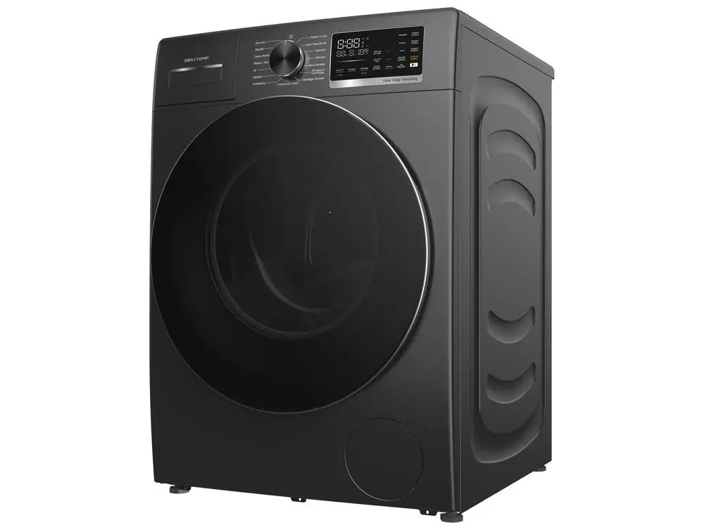 Lava e Seca Brastemp 14kg BNO14AS Água Quente e Fria Inox e Preto - 110V
