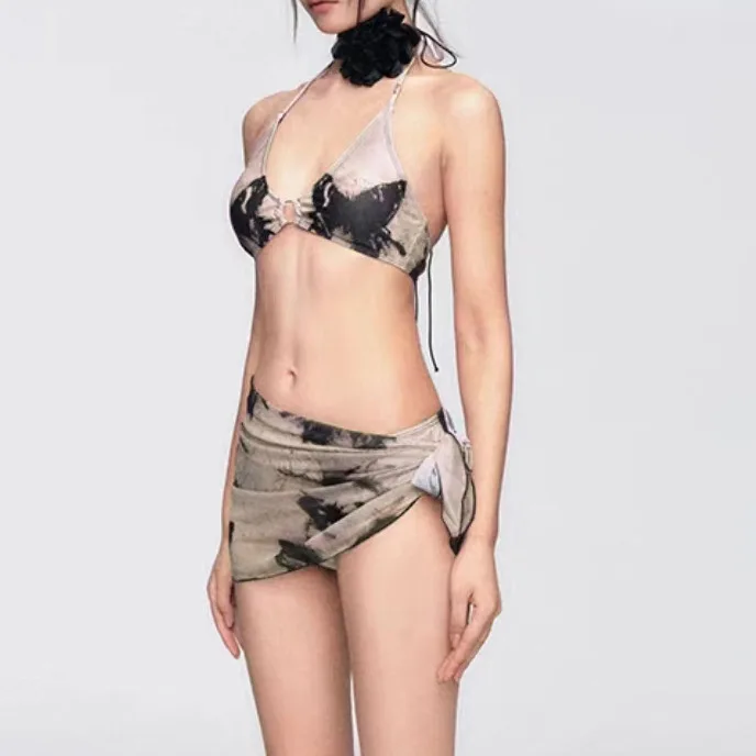 Новинка 202, купальник-бикини Spice Girl с принтом бабочки, женский купальник из трех частей для отпуска, маленькая грудь, сексуальный купальник