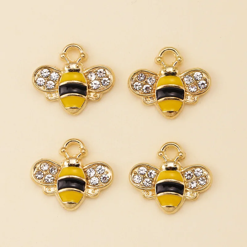 10 Stück süße Emaille Biene Waben Charms für DIY Schmuckherstellung Ohrringe Anhänger Halsketten Armbänder handgemachte Geschenkzubehör – Detail 1