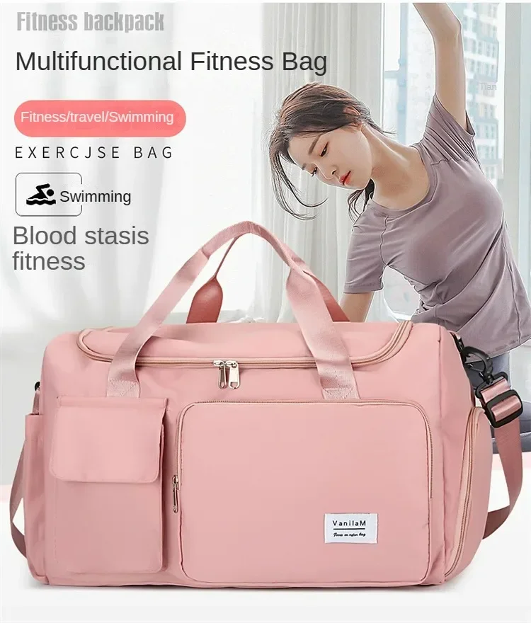 Bolsa de viaje de gran capacidad para mujer, bolsa de gimnasio para fin de semana, bolsas de lona para la noche con comp