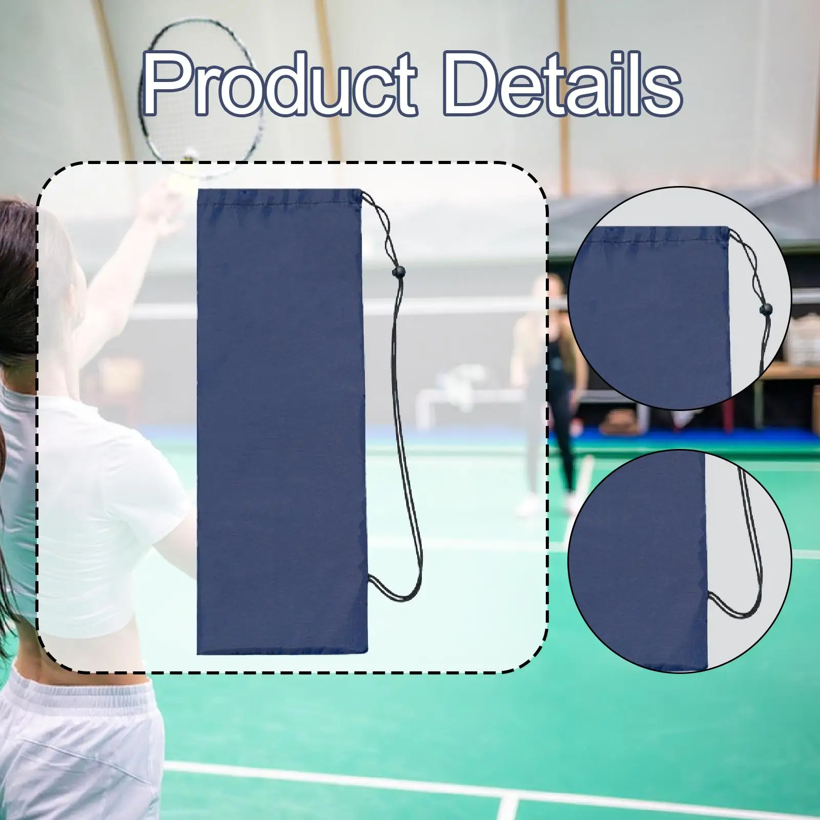 

Badminton Racquet Cover Bag Organizer with Drawstring Carrying Tennis Racket Storage Pouch for Gym Men Women BallS Beginners