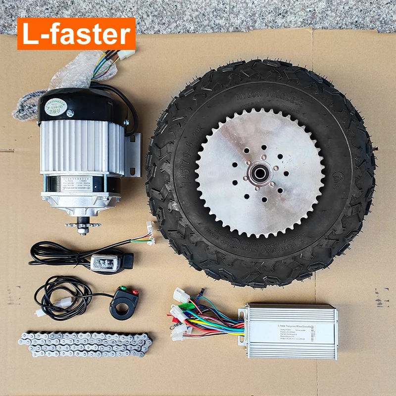 Brushless Geared Motor Wheel Kit, Wheel for Wheelbarrow Trolley, 48V, 500W, 750W, 14.5 in