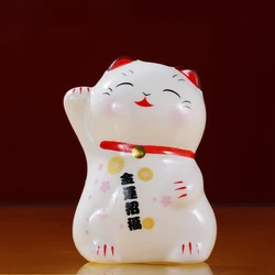 2.8 Inch Ceramic Lucky Fortune Cat Desktop Decoration Figurine Cute Kitten Maneki Neko Ornament