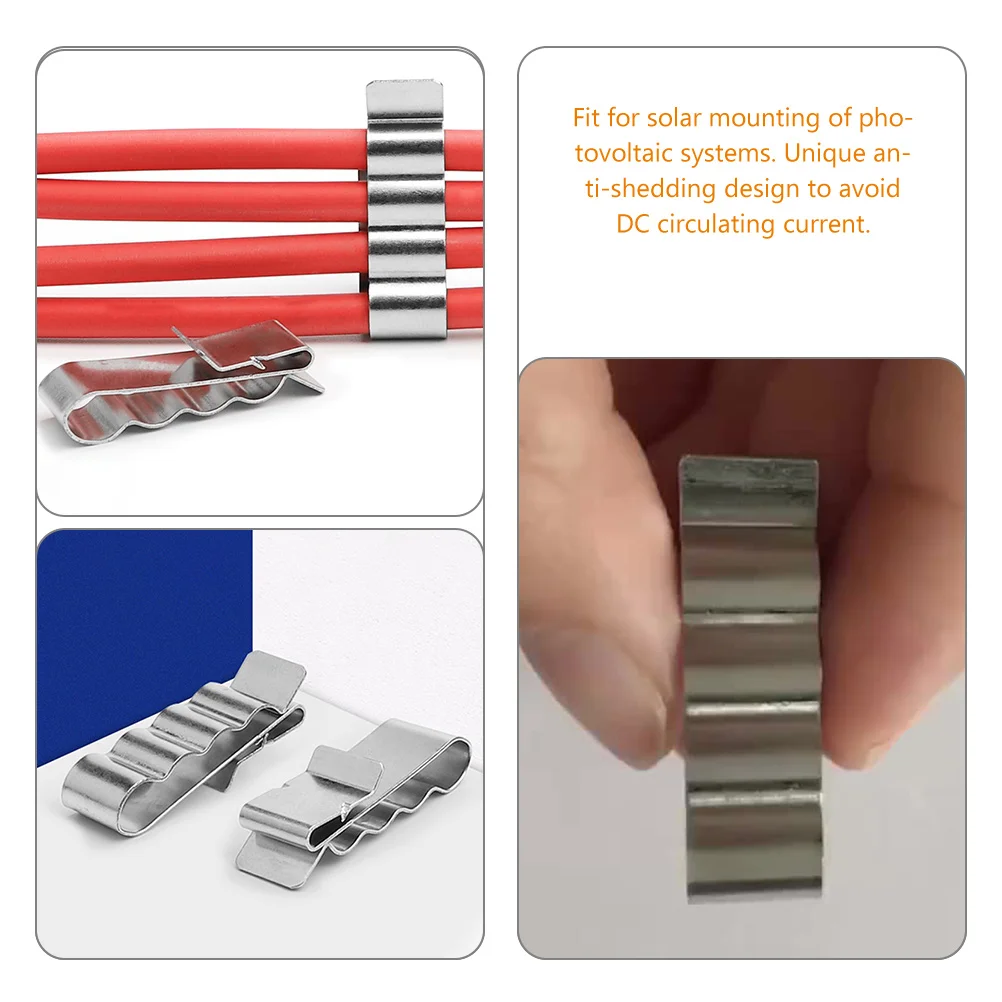 

30pcs Photovoltaic Cable Clamps Wire Harness Stainless Steel Solar Panel Clips Wiring Frame 4mm2 System Compatibility Tube