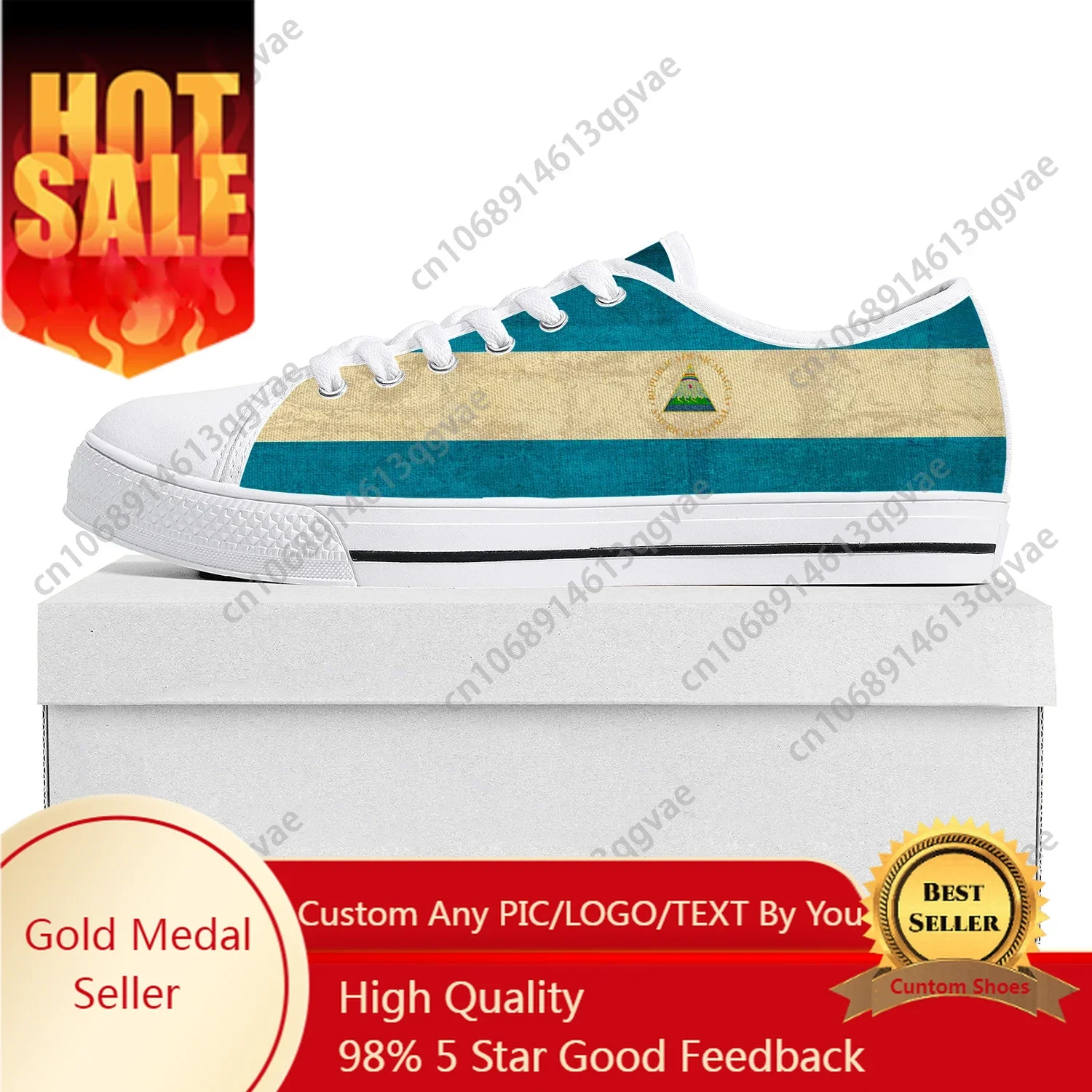 

Nicaragua Flag Low Top High Quality Sneakers Mens Womens Teenager Canvas Sneaker Prode Casual Couple Shoes Custom Shoe