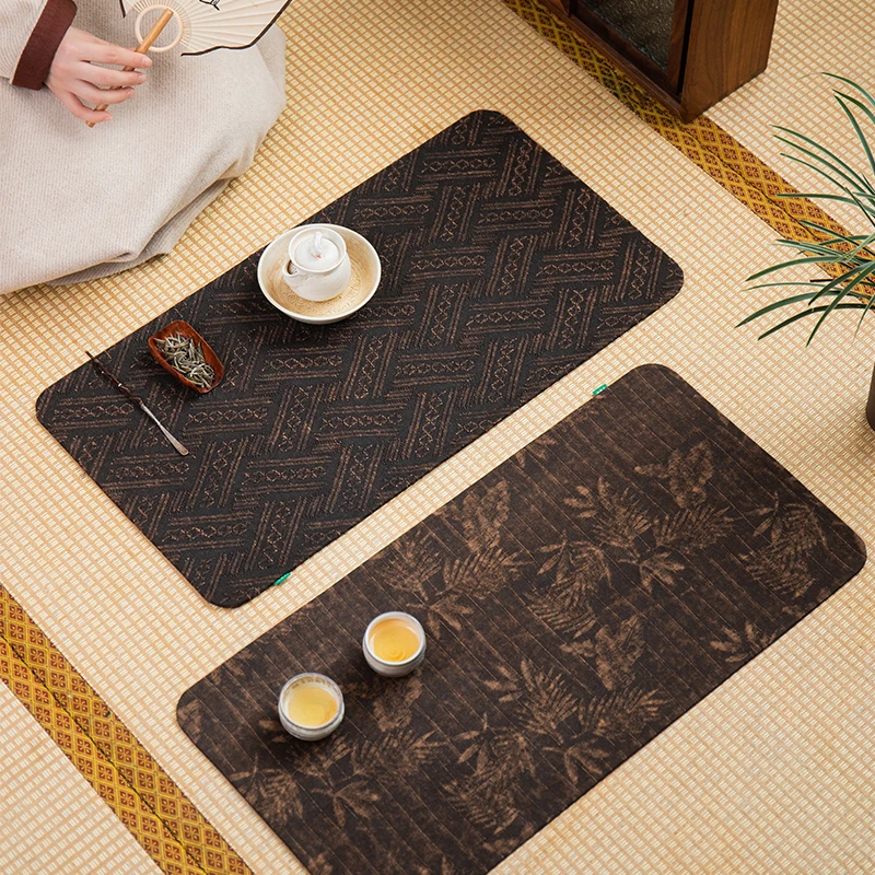 

Chinese Style Tea Ceremony Silk Old Material Xiangyun Cloth Tea Table True Silk Tea Book Mat NonHeritage Tea Way Floral Pattern