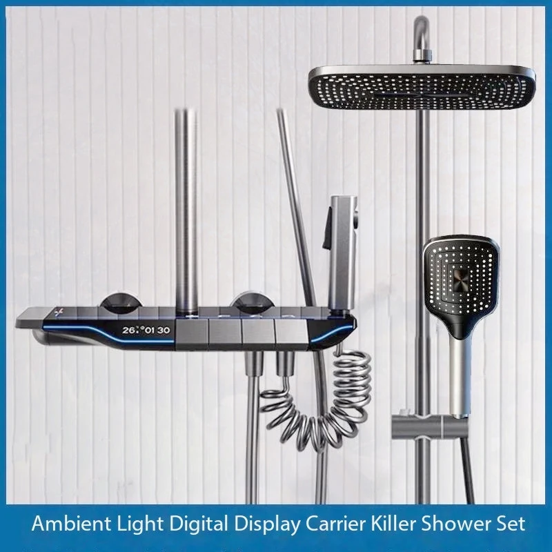 

NEW Digital Display System Intelligent Bathroom Shower Faucet Set 4-way Rainlfall Mixer Bidet Shower Set