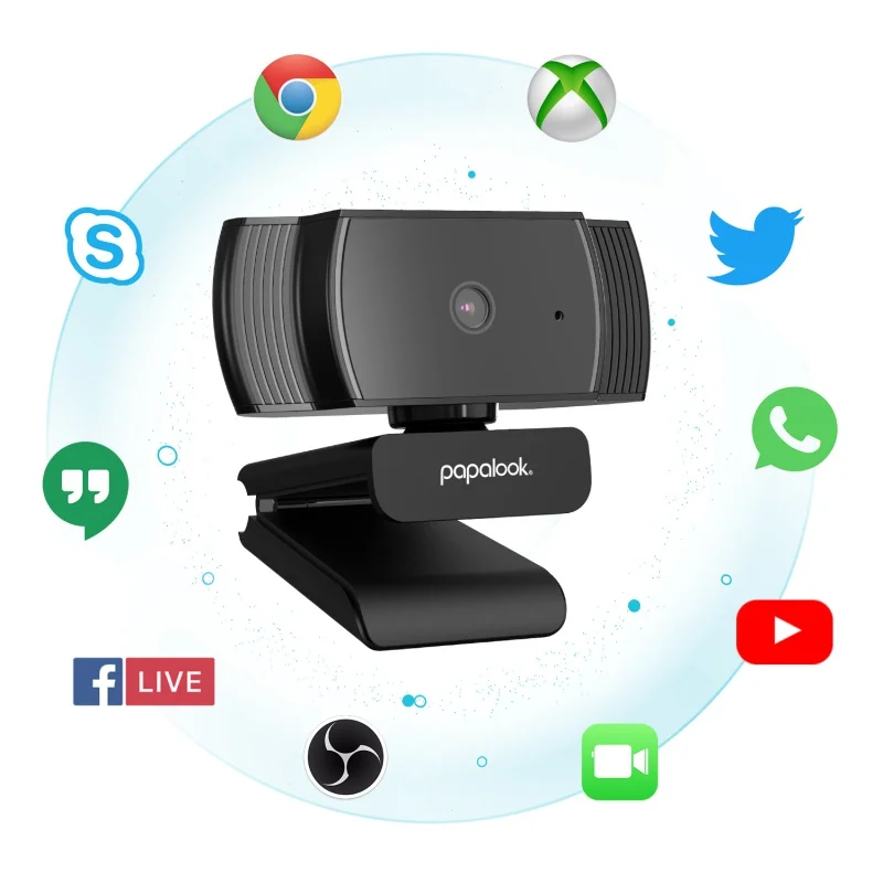 PAPALOOK 1080p Webcam with Stereo Microphones, AutoFocus FHD 30FPS USB Web Camera, for Streaming Online Class Laptop Computer