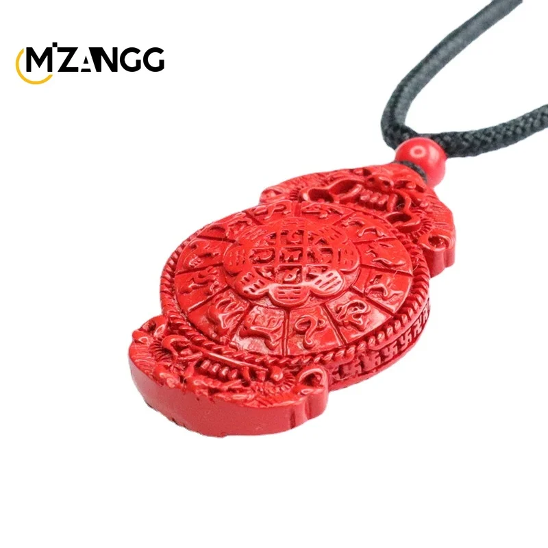 Naturalny czerwony piasek cynober dziewięć pałacu osiem trygramów wisiorek męski i damski Feng Shui naszyjniki moda biżuteria Amulet prezenty — zdjęcie 7