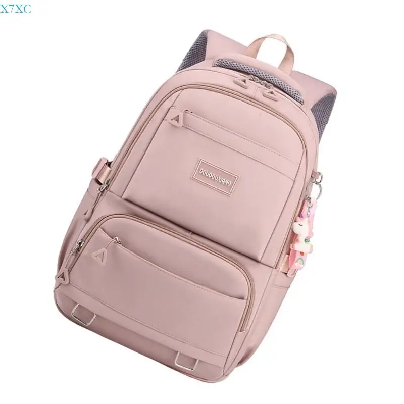 X7XC Trendy School Bag Nylon Backpack for Youth Large Storage Capacity Rucksack with Adjustable Strap Student Book Bag