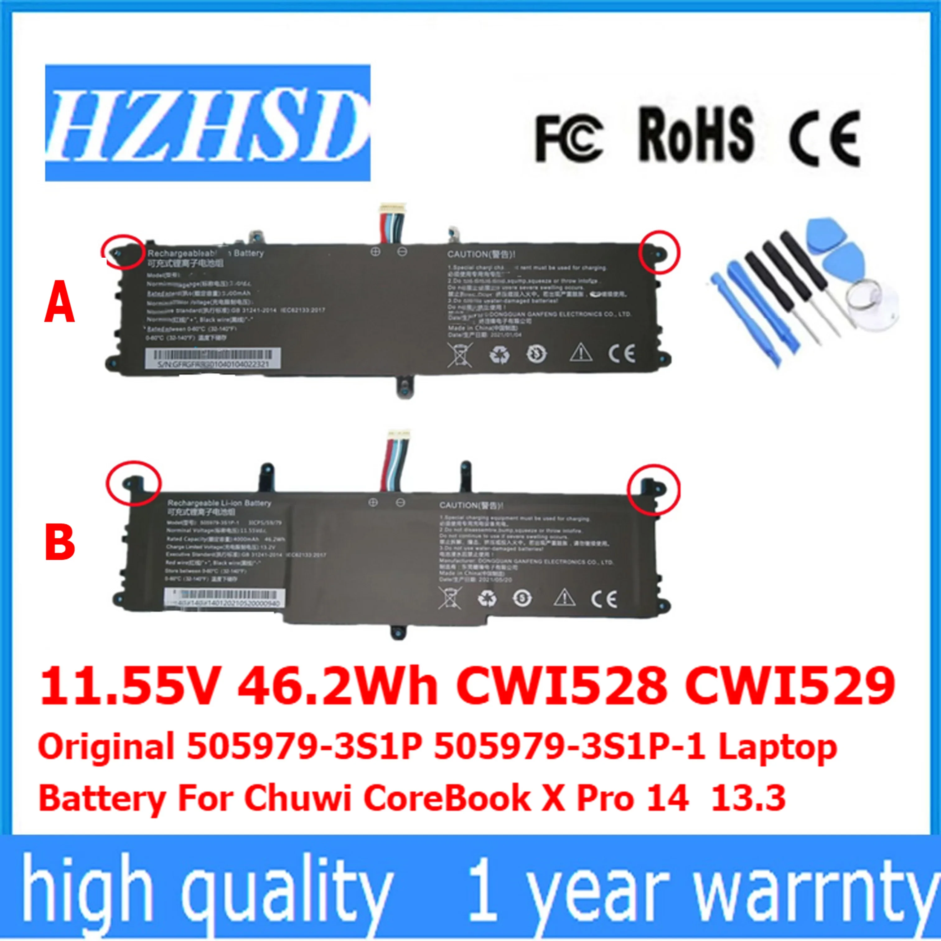 11.55V 46.2Wh CWI528 CWI529 Original 505979-3S1P 505979-3S1P-1 5059B4-2S 5059B4-2S-1 Battery For Chuwi CoreBook X Pro 14 13.3