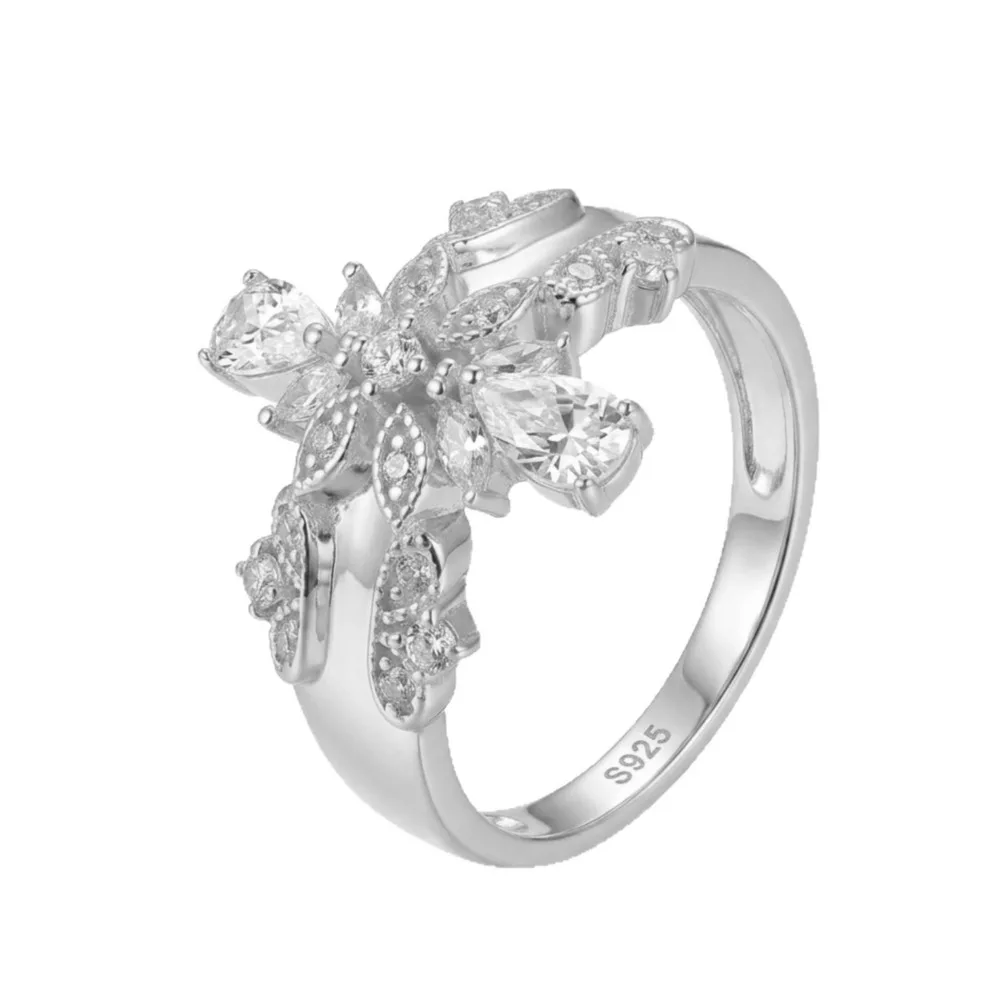 Pear Cut D VVS1 Moissanite 925 Silver Floral Cluster Ring Vintage Art Deco Fine Jewelry Women Statement Wedding Party Gift Ring