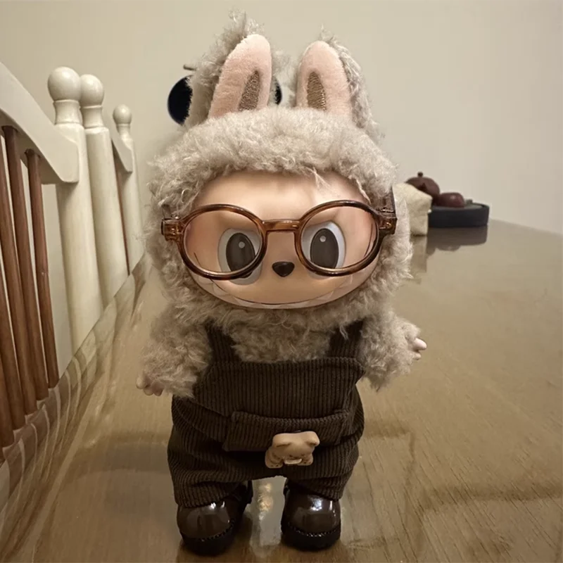 Labubu 17 センチメートルスタイリッシュなカジュアルオーバーオールセット手作りアパレルコレクション漁師の帽子愛らしい人形服アクセサリー