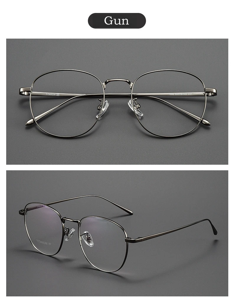 Yimaruili Mode ultraleichte Titan legierung Brillen Männer Retro Runde großes Gesicht optische Rezept Frauen Brillen Rahmen 1052 – Detail 11