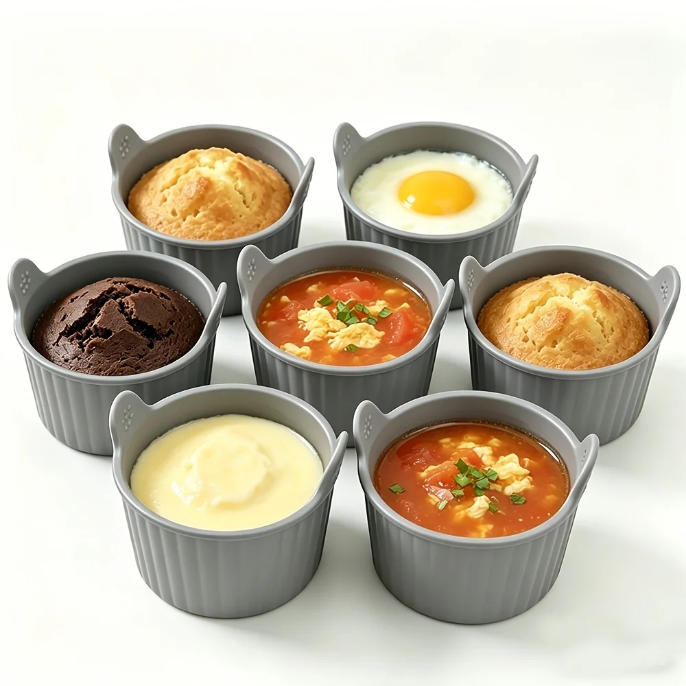 6Pcs Nonstick Silicone Cake Mold Food Grade Baking Cup Heat Insulating DIY Pudding Mould Kitchen Accessory Tool Kit Set Pross