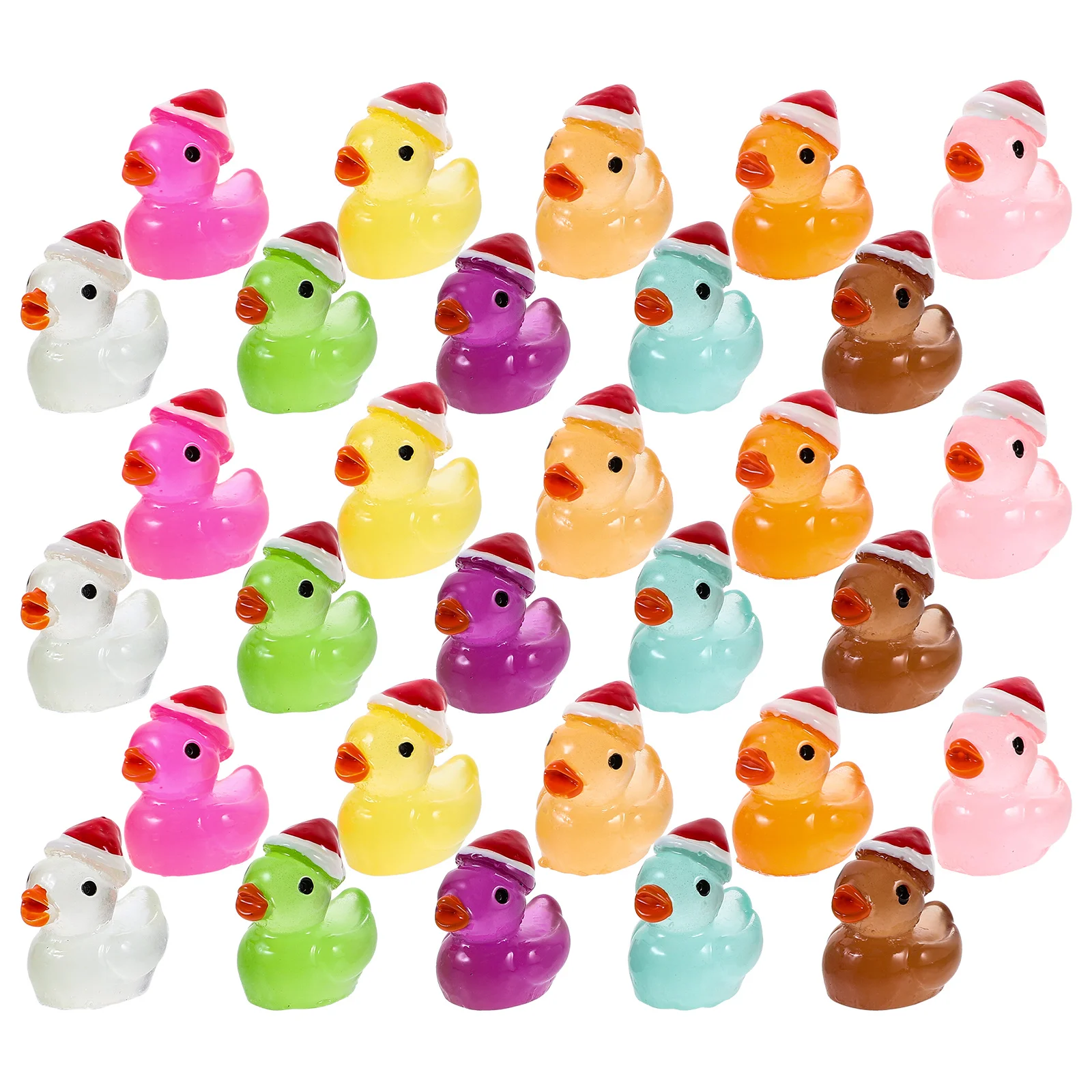 

50 шт. светящихся в темноте миниатюрных уточек из смолы, декор для автомобиля, сада, микроландшафта, милые мультяшные смоляные украшения, рождественские