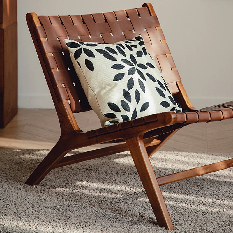 ☆の Modern Luxury Solid Ash Wood Couches Living Room Furniture Single Seat Sofa Leisure Chair Leather Lounge Chair