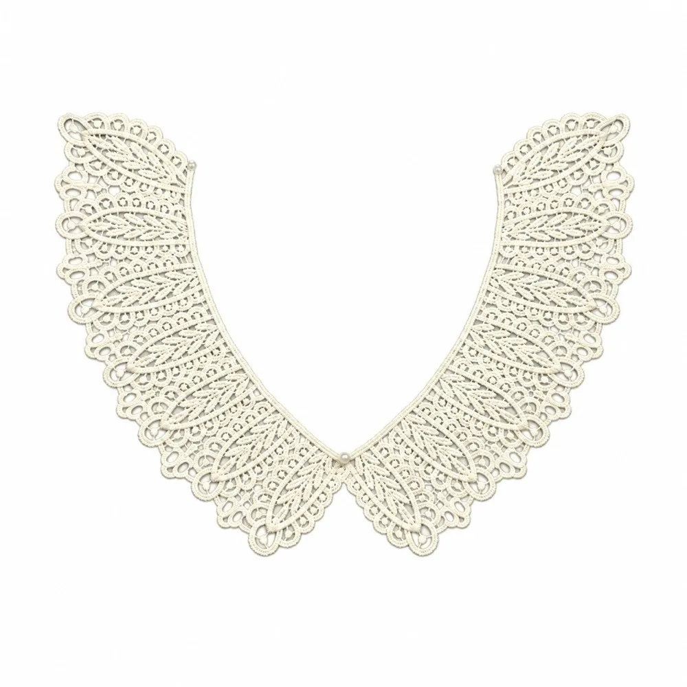 Mini Pearl Button Detachable Lace Collar Hollow Design Breathable Peter Pan Collar Soft Material Lightweight False Collar