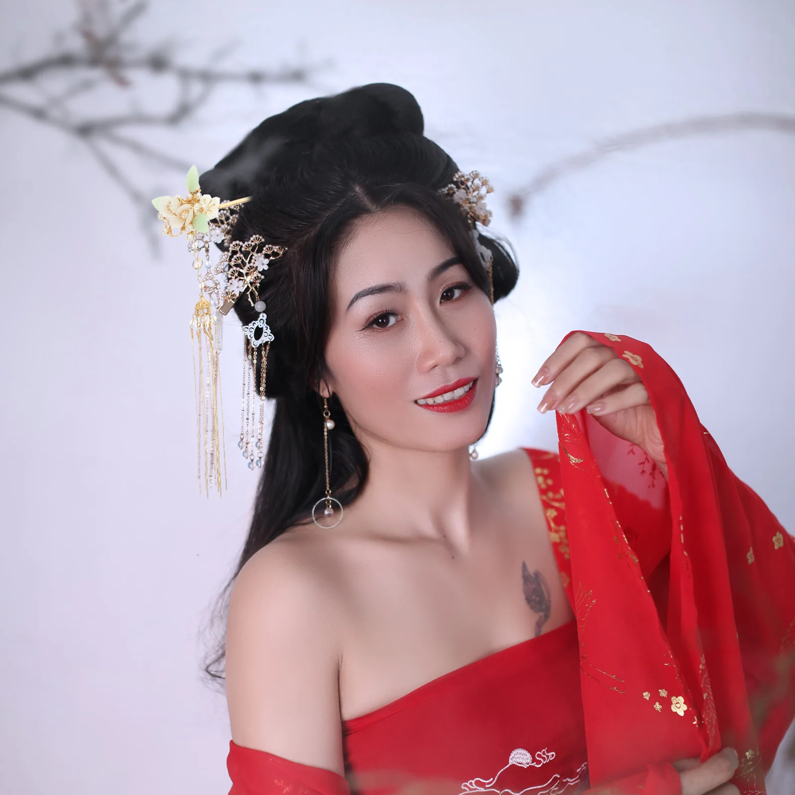 

2 pcs Pearl Hair Flower Tassel Vintage Hairpin Classical Hair Sticks Hanfu Kimono Accessories Party Wedding Costume Cosplay