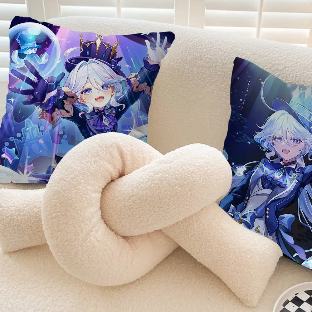 Genshin Impact Furina game Foutiane Figure Icon Pillow Gift Home Office Decoration Bedroom Sofa Car Cushion Cover case 45x45