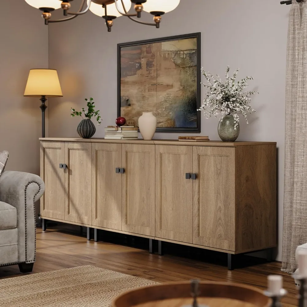 

Buffet Sideboard Cabinet Farmhouse Modern 3 in1 Storage Cabinet with Adjustable Shelves for Kitchen, Coffee Bar, Living Room.