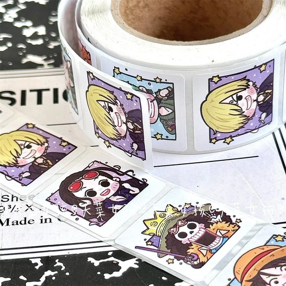 Pegatinas de cinta de una pieza para sellado de tarjetas, rollo de pegatinas decorativas creativas de dibujos animados de Anime, volumen completo,