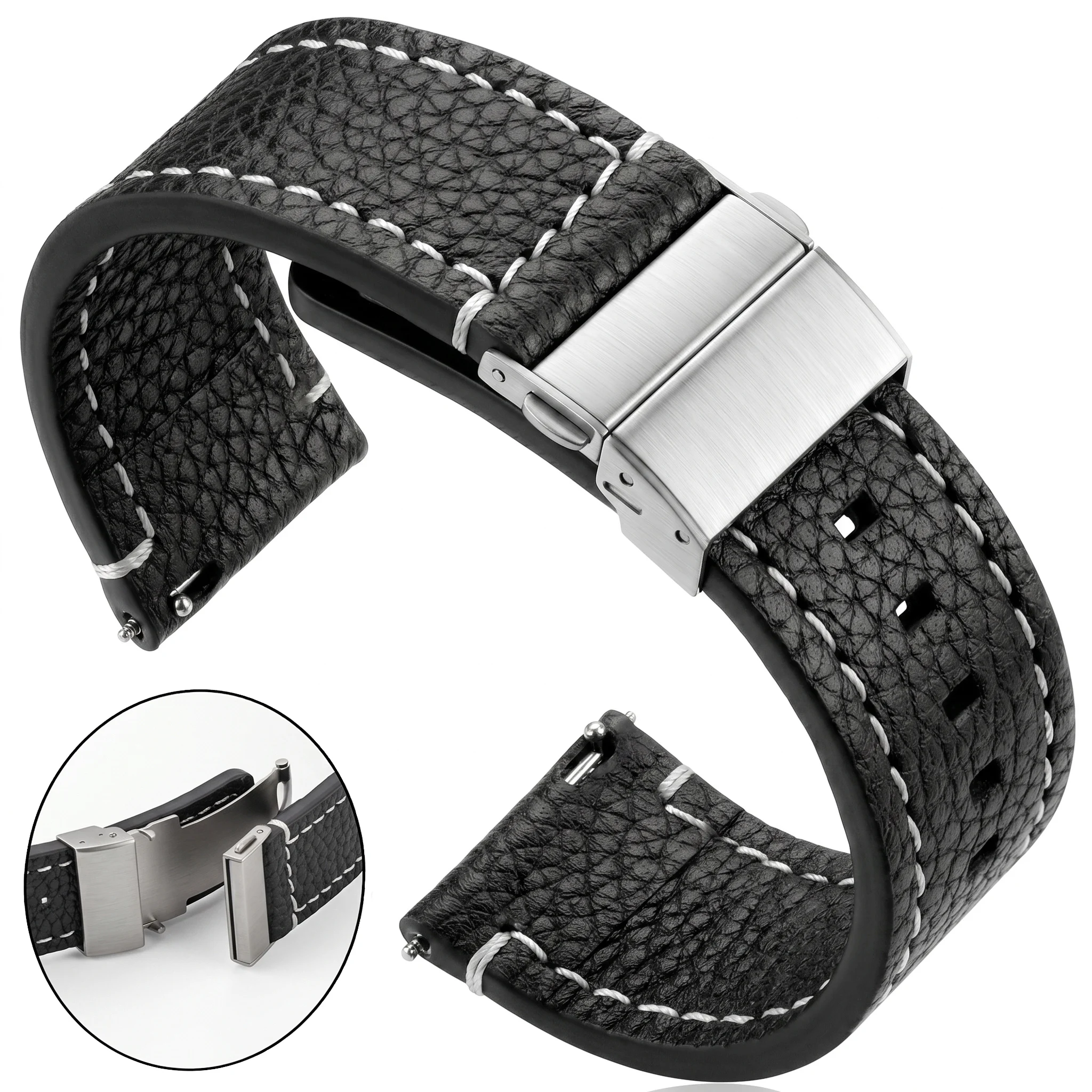 Pulseira de relógio inteligente de couro genuíno macio 18 20 22 24mm mulheres homens pulseira de couro marrom preto pulseira de liberação rápida