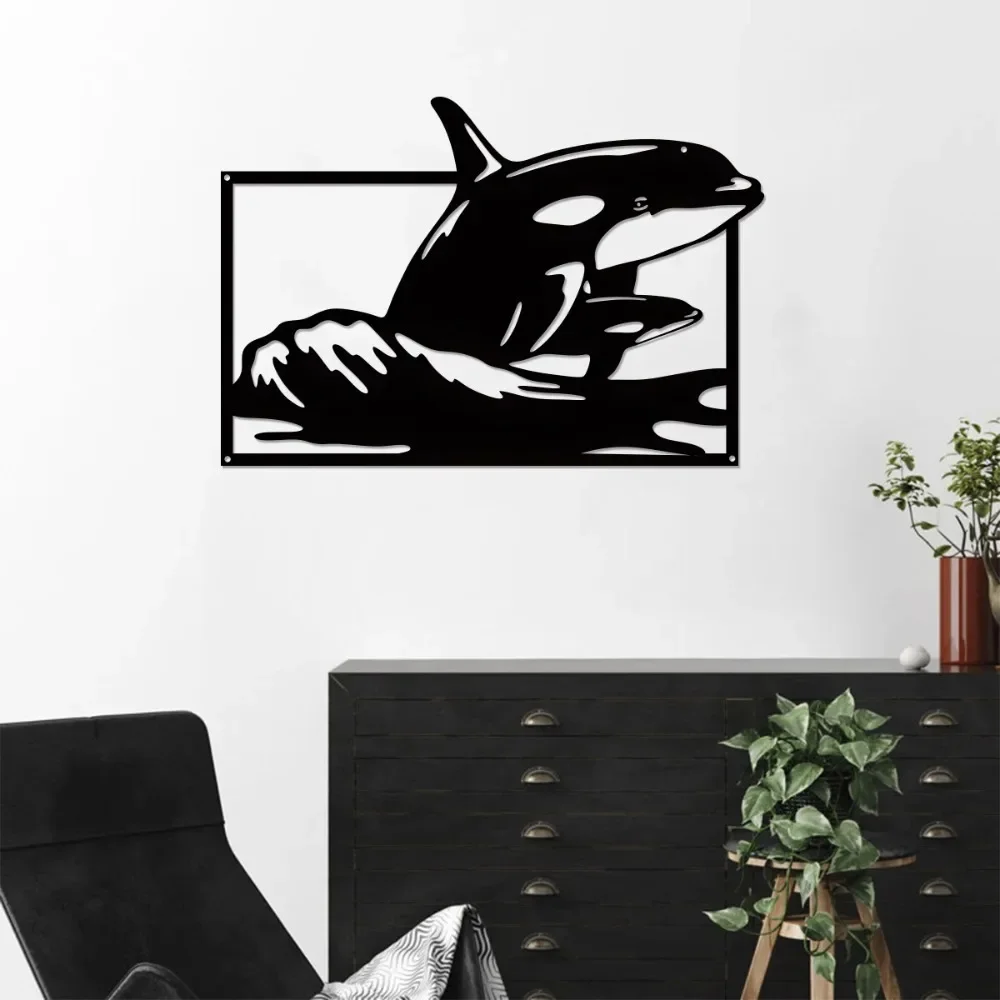 Orca walvis kunst, metalen muur kunst, orka decor, orka walvis kunst muur,metalen haai kunst aan de muur Indoor Outdoor Decor