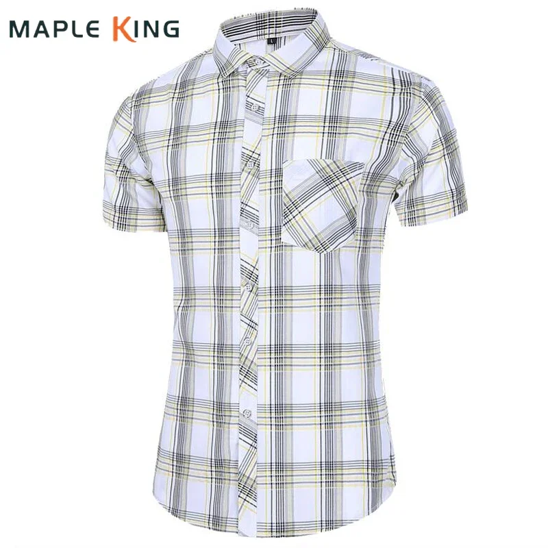 

Vinatge Plaid Shirt for Men Short Sleeve Pocket Designer 2024 Summer Style Mens Camisa Business Office Checkered Shirts Workwear