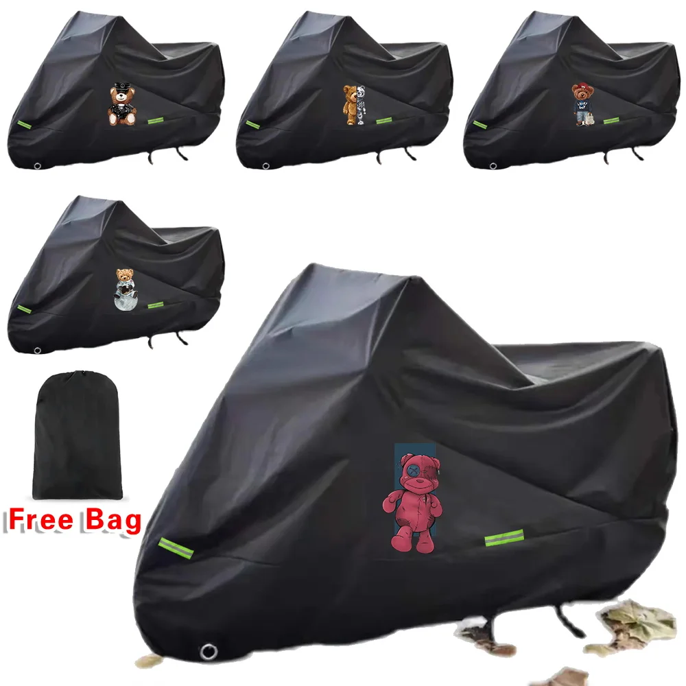 Moto Scooter Protective Covers Motorcycle Outdoor UV Protector Waterproof Sunscreen M - 3XL Cover Bear Printing